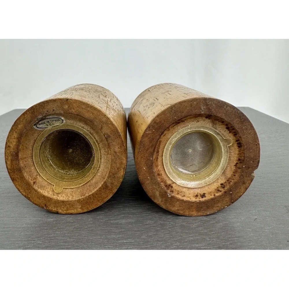 Vintage Wood Salt & Pepper Shakers Set Mid Century Modern Farmhouse Boho